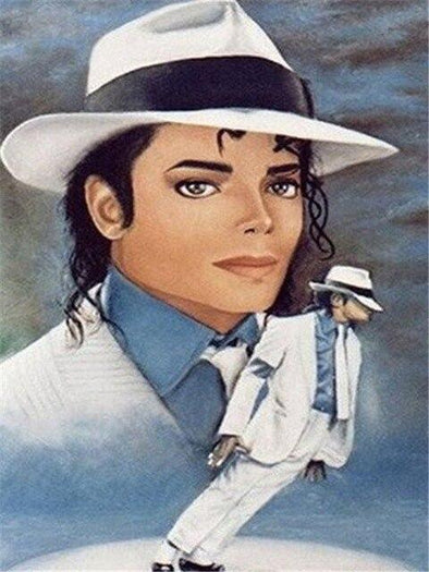 Broderie Diamant Portrait Michael Jackson Full White
