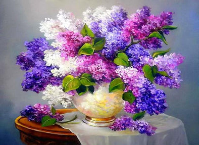 Broderie Diamant Bouquet de lilas tricolors