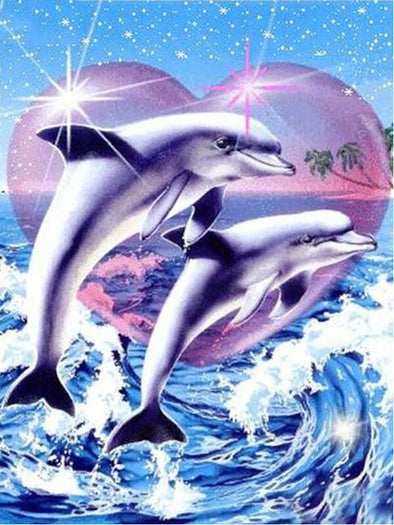 Broderie Diamant Dauphins d’amour