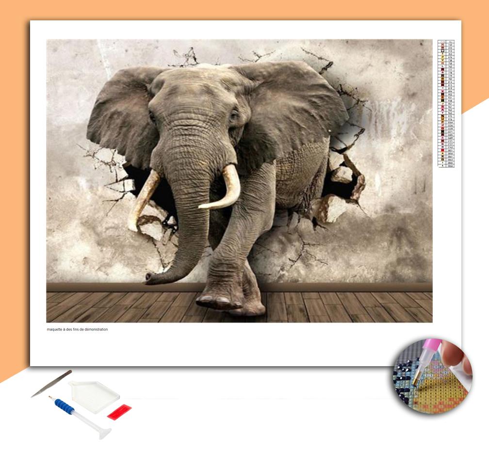 Tapisserie Brodée Main Avec Paillettes - Motif éléphant - Occasion