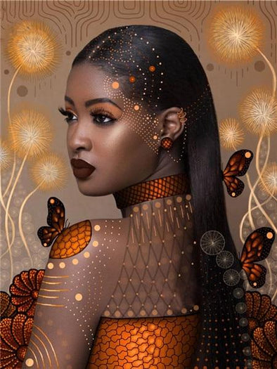 Broderie Diamant Femme noire & Papillons