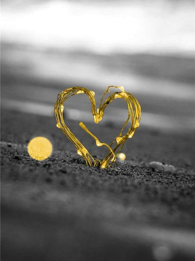 Broderie Diamant Guirlande en coeur jaune