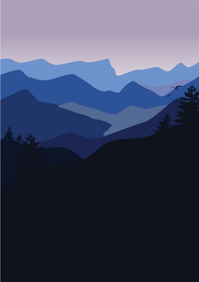 Broderie Diamant Montagnes bleues épurées