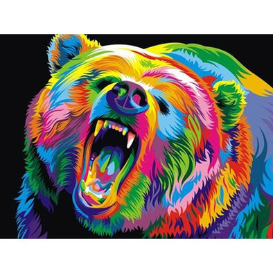 Broderie Diamant Ours en colère Multicolore