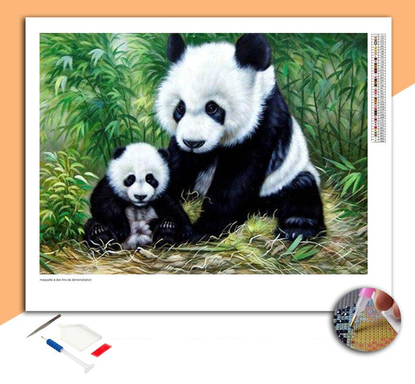 Broderie Diamant Panda Mère & Fils