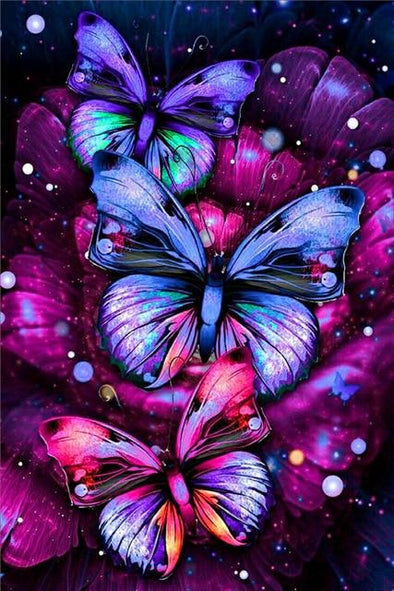 Broderie Diamant Papillons Violets