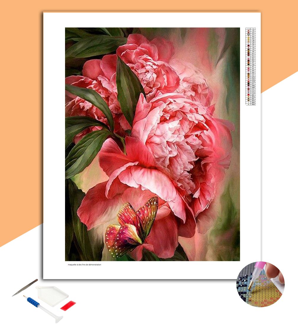 Tableau fleurs roses 60x60 - toile carrée encadrée Tableau fleurs roses 60x60 - toile carrée encadrée