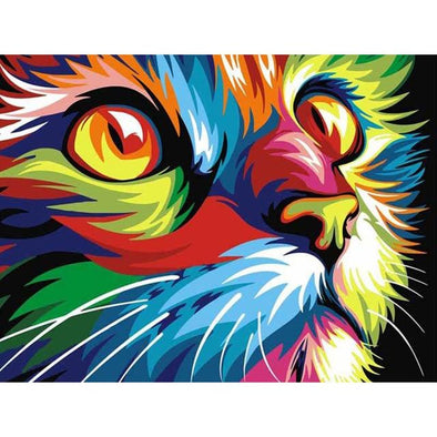 Broderie Diamant Tête de chat Multicolore