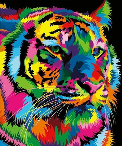Broderie Diamant Tigre Multicolore