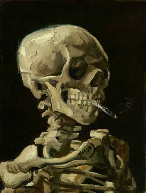 Broderie Diamant Van Gogh Crâne de squelette fumant une 